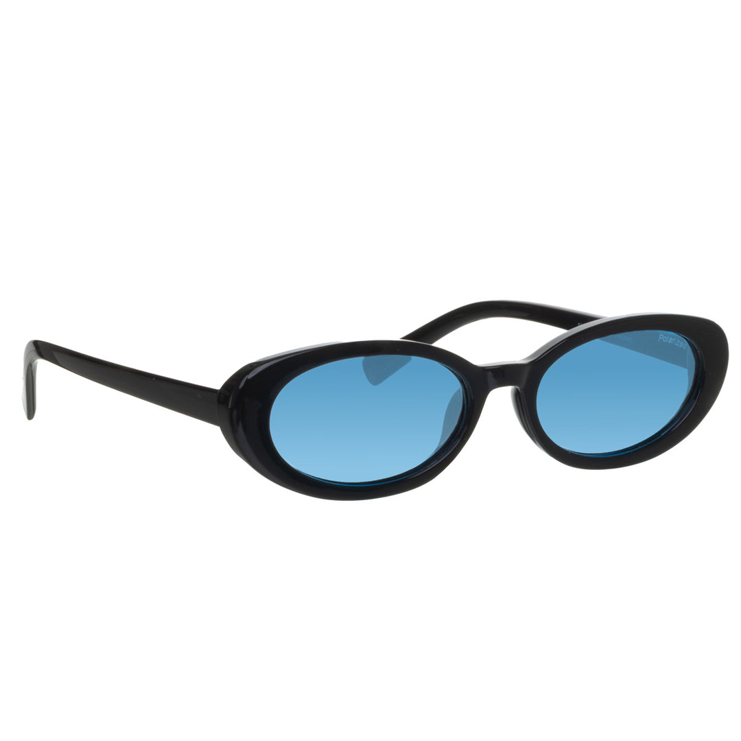 Low-profile oval polarized sunglasses for women