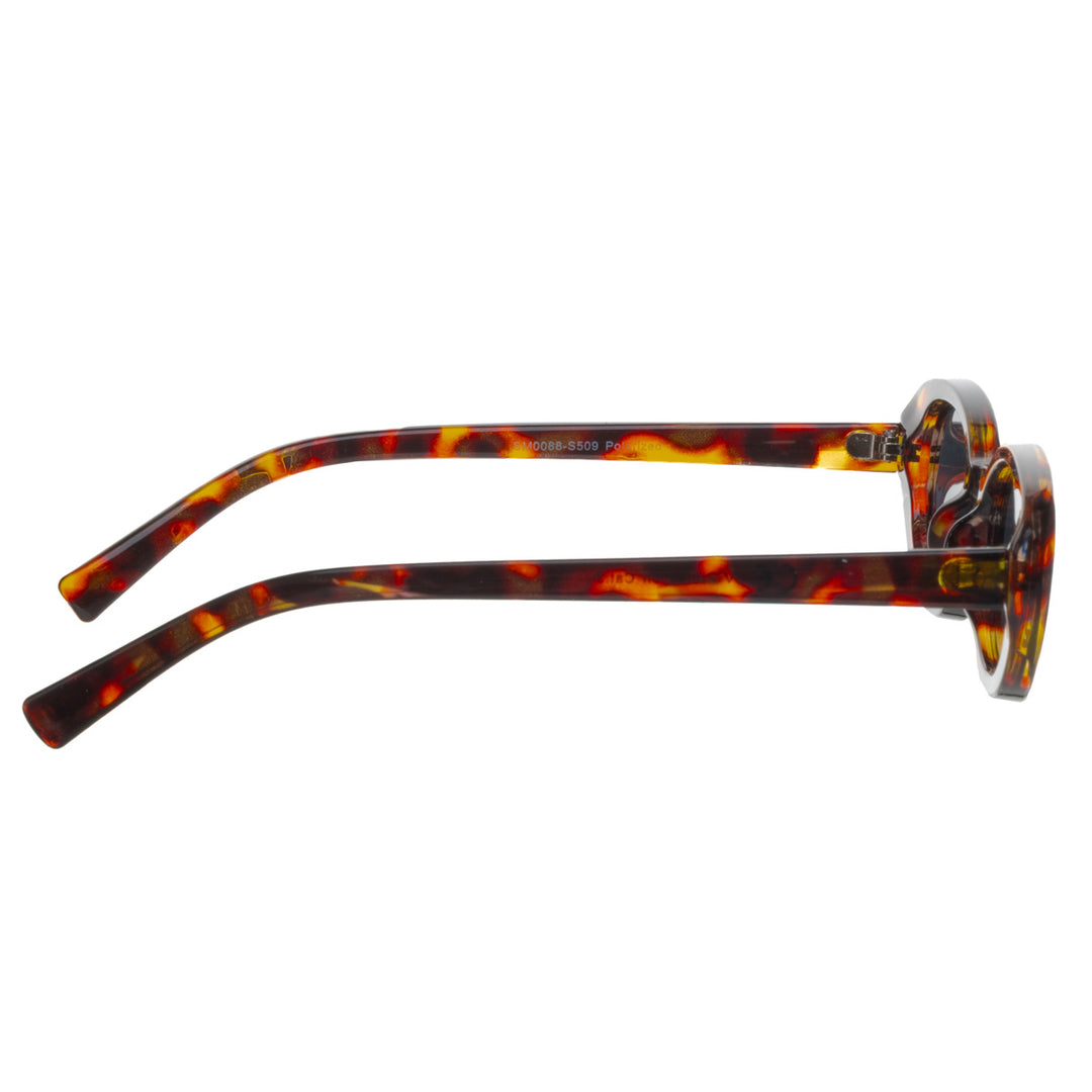Low-profile oval polarized sunglasses for women