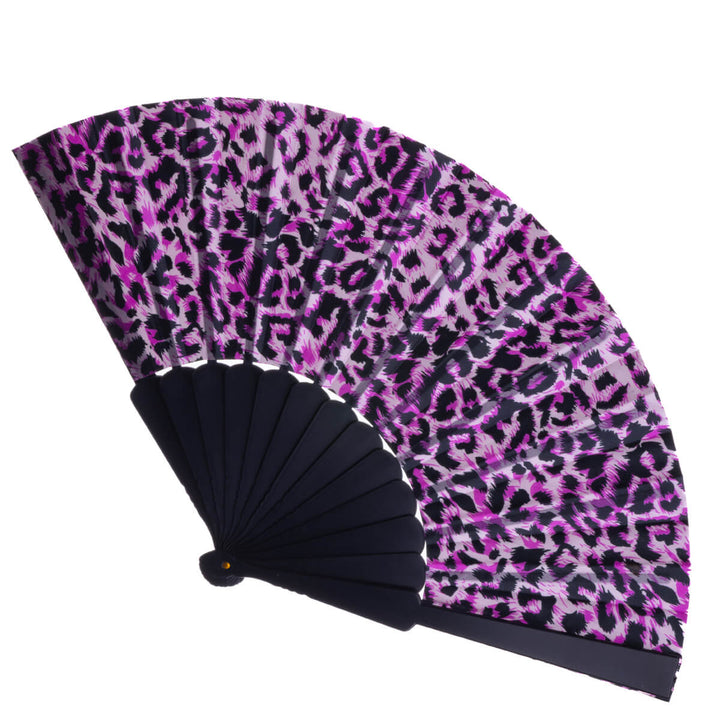 Plastic fan with leopard fabric