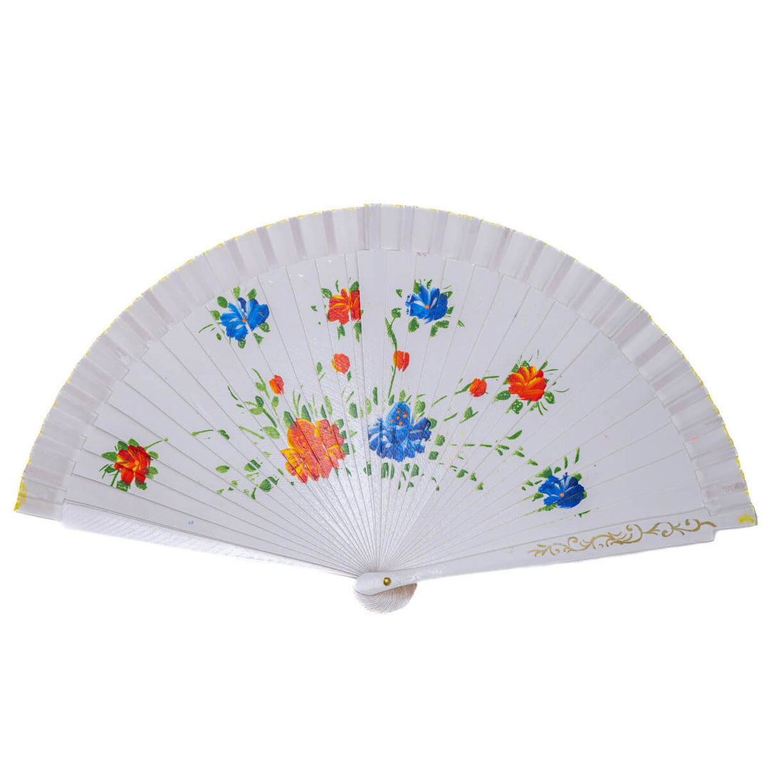 Wooden fan hand painted floral pattern