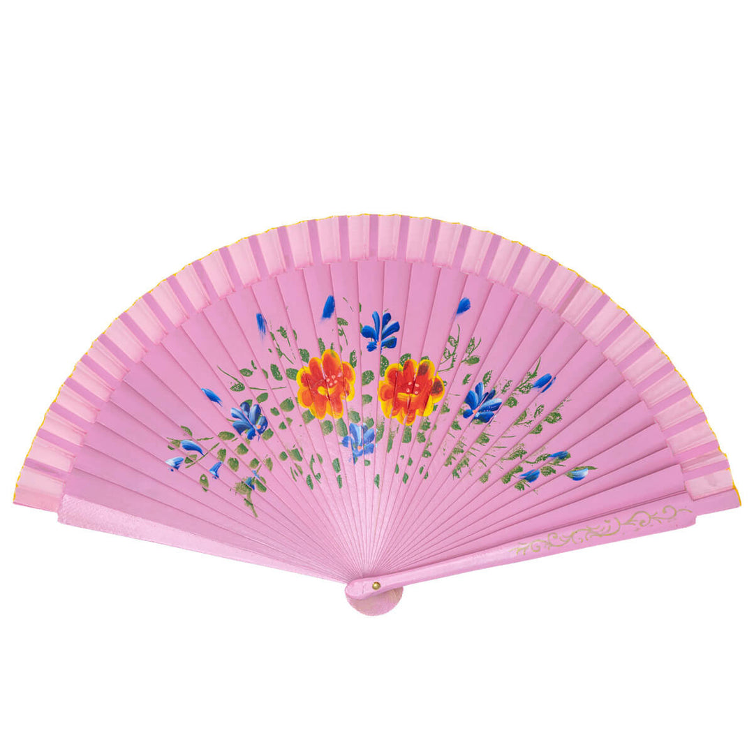 Wooden fan hand painted floral pattern