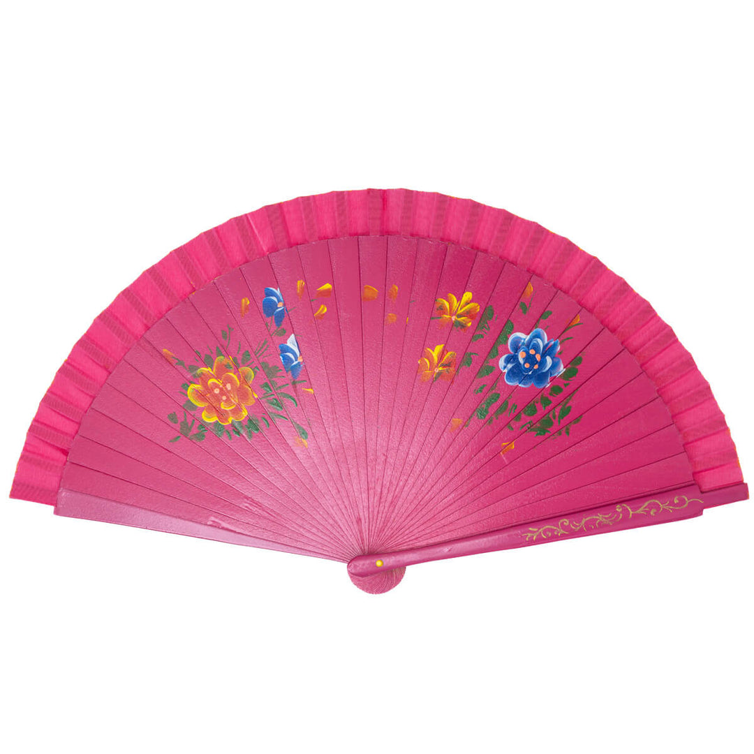 Wooden fan hand painted floral pattern
