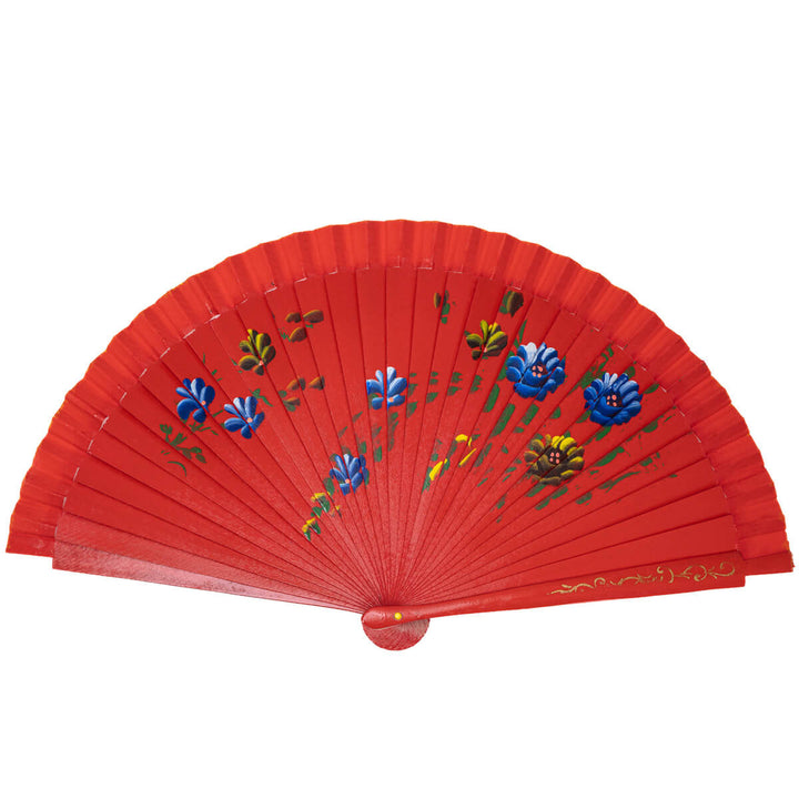 Wooden fan hand painted floral pattern