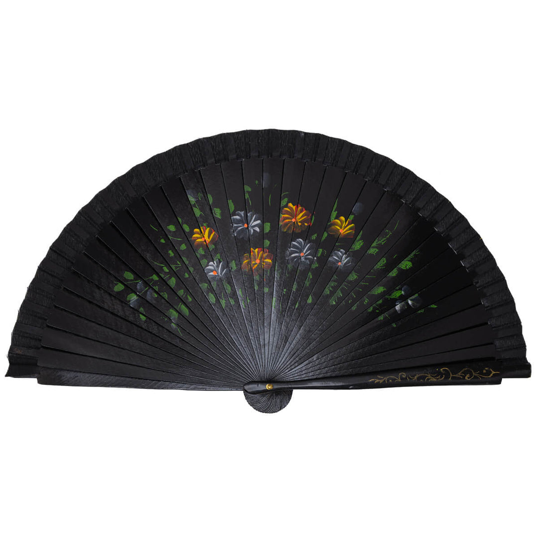 Wooden fan hand painted floral pattern