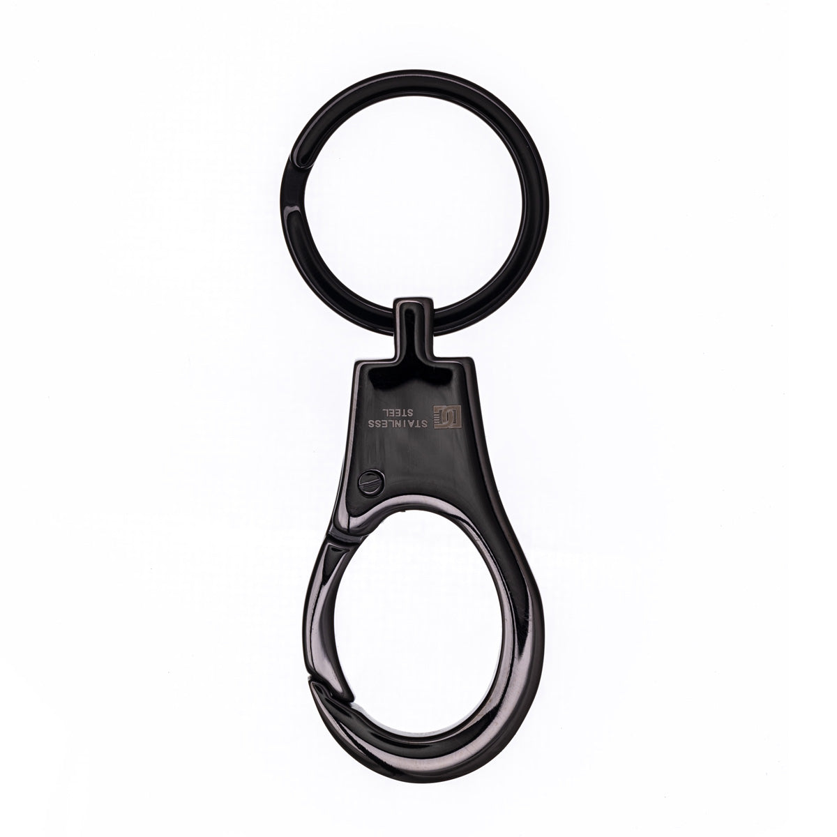 Patterned dark steel key ring with quick lock carabiner (Steel 316L)