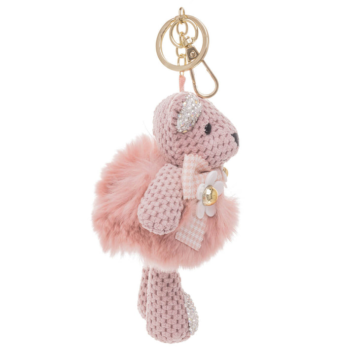 Glittery teddy bear keyring backpack 15cm