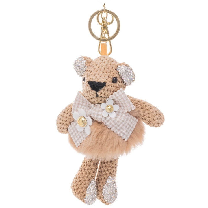 Glittery teddy bear keyring backpack 15cm