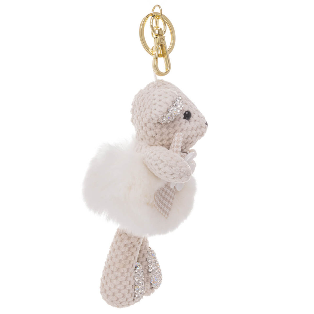 Glittery teddy bear keyring backpack 15cm