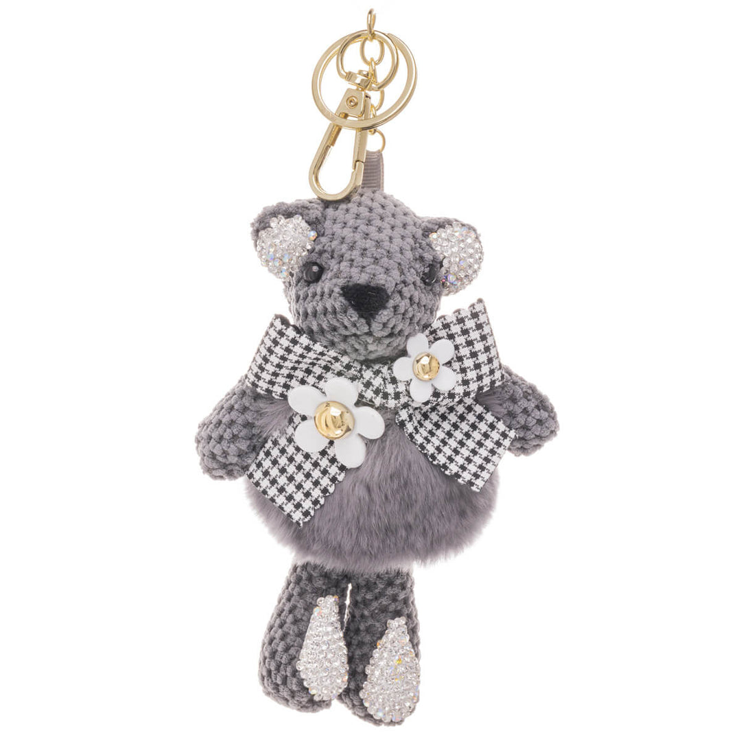 Glittery teddy bear keyring backpack 15cm