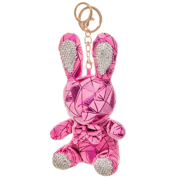 Glittery bunny keyring backpack basket 16cm