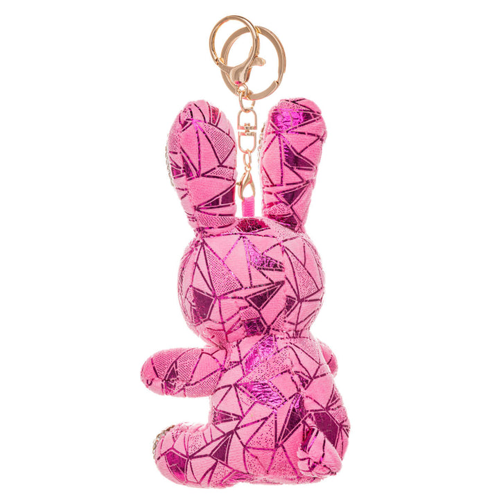 Glittery bunny keyring backpack basket 16cm