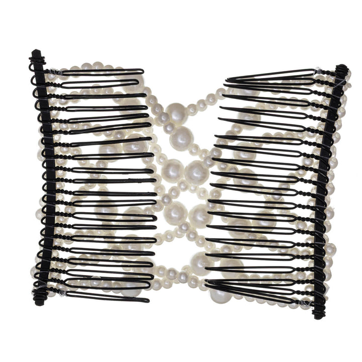 Hair combs with elastic pearl ribbon