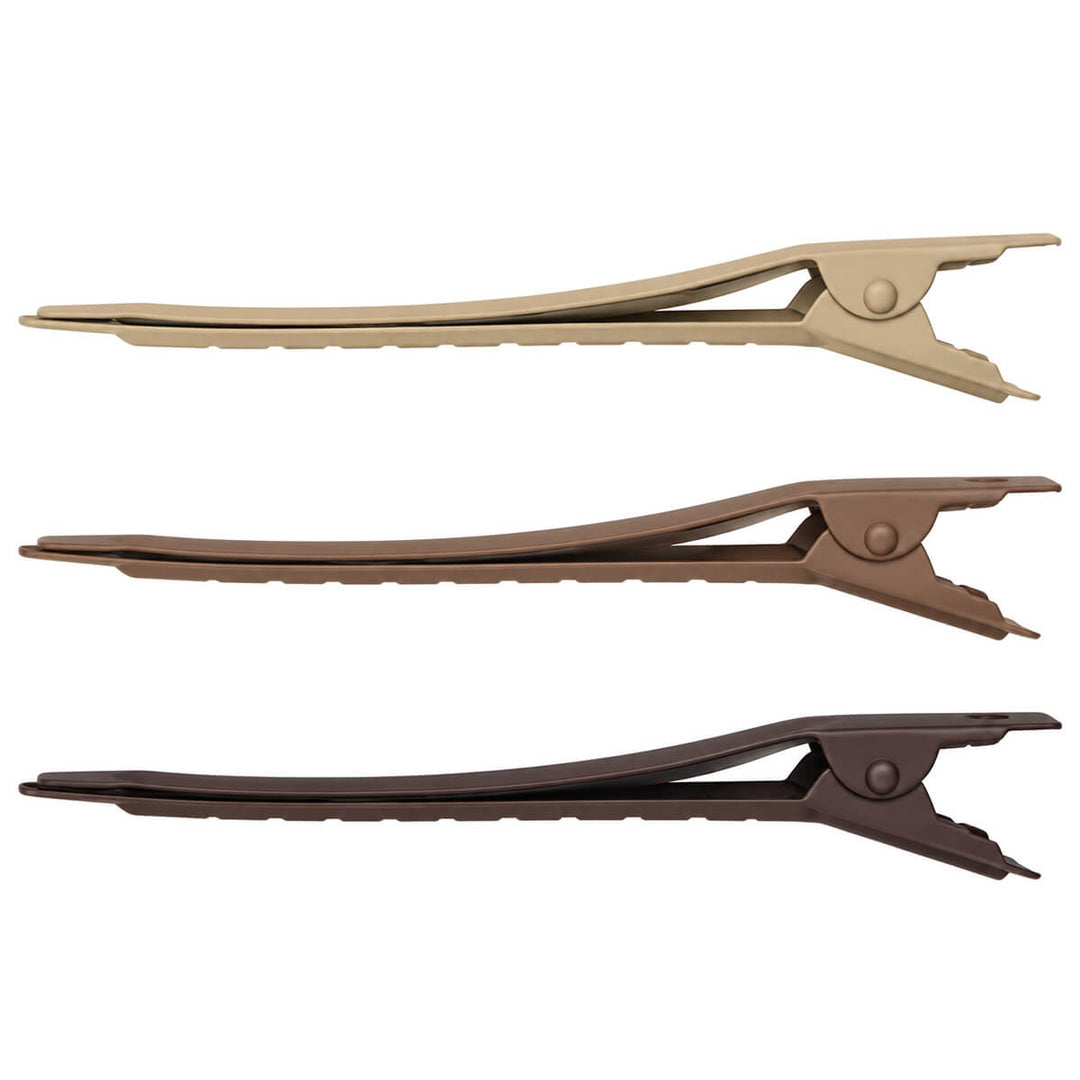 Hårklämma i metall, mattfärgad, 9 cm, 3 st.