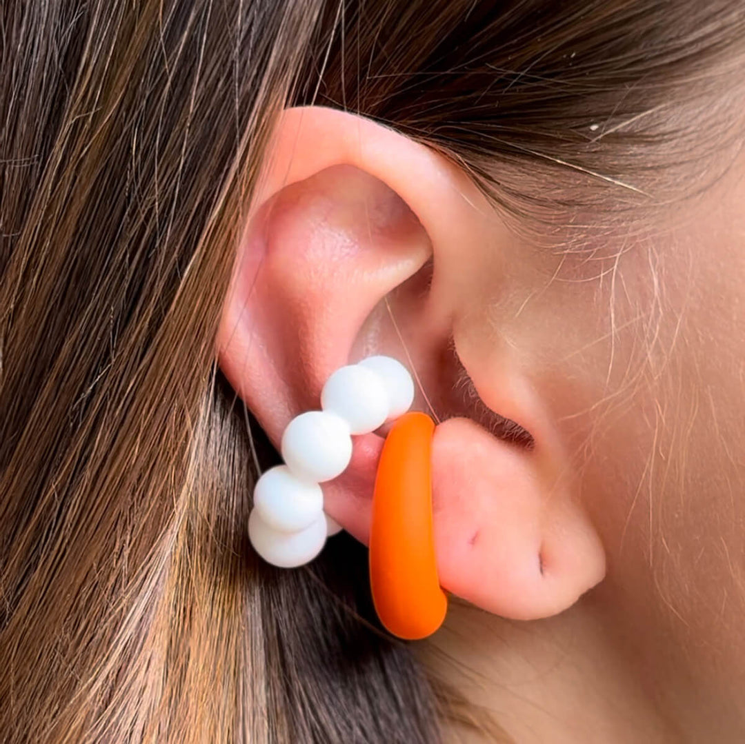 Plastic pearl ear cuff earrings