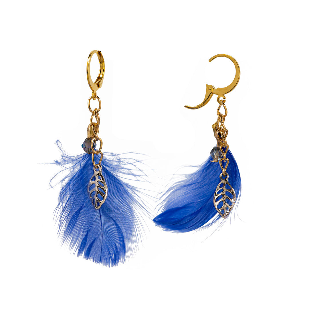 Feather earrings with ring (steel 316L)