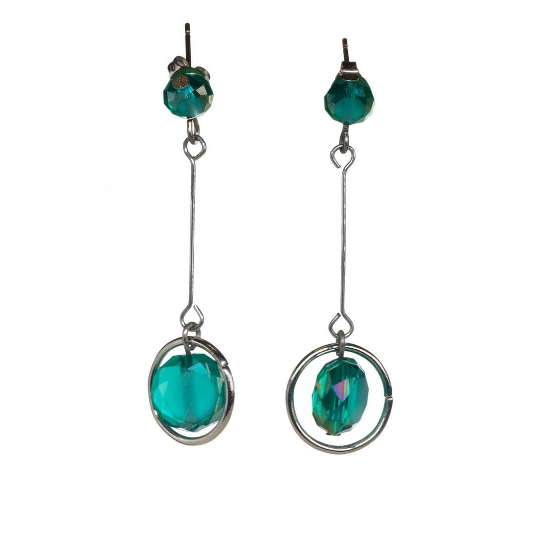 Hanging glass bead earrings (steel)