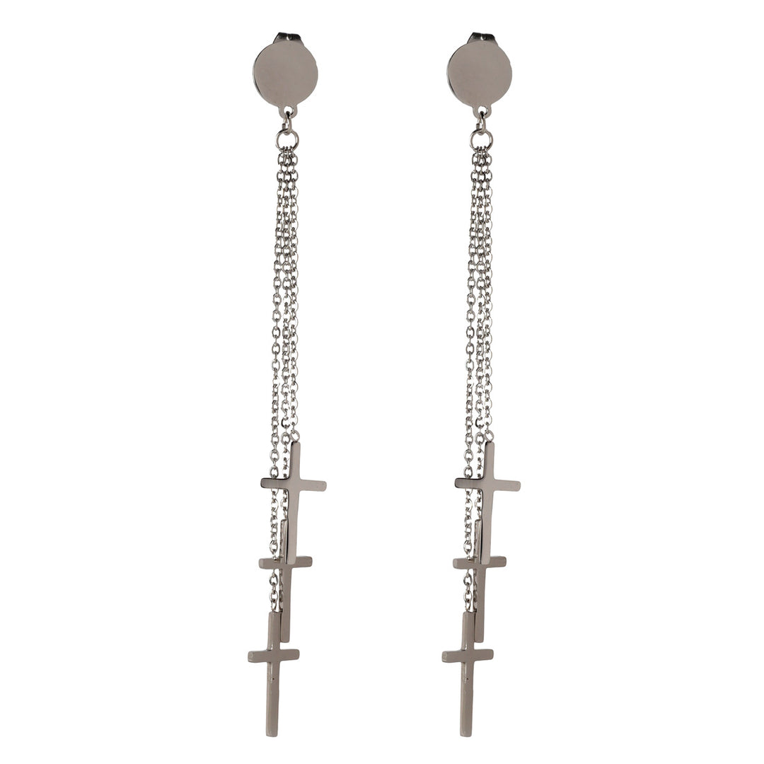 Hanging cross earrings (steel 316L)