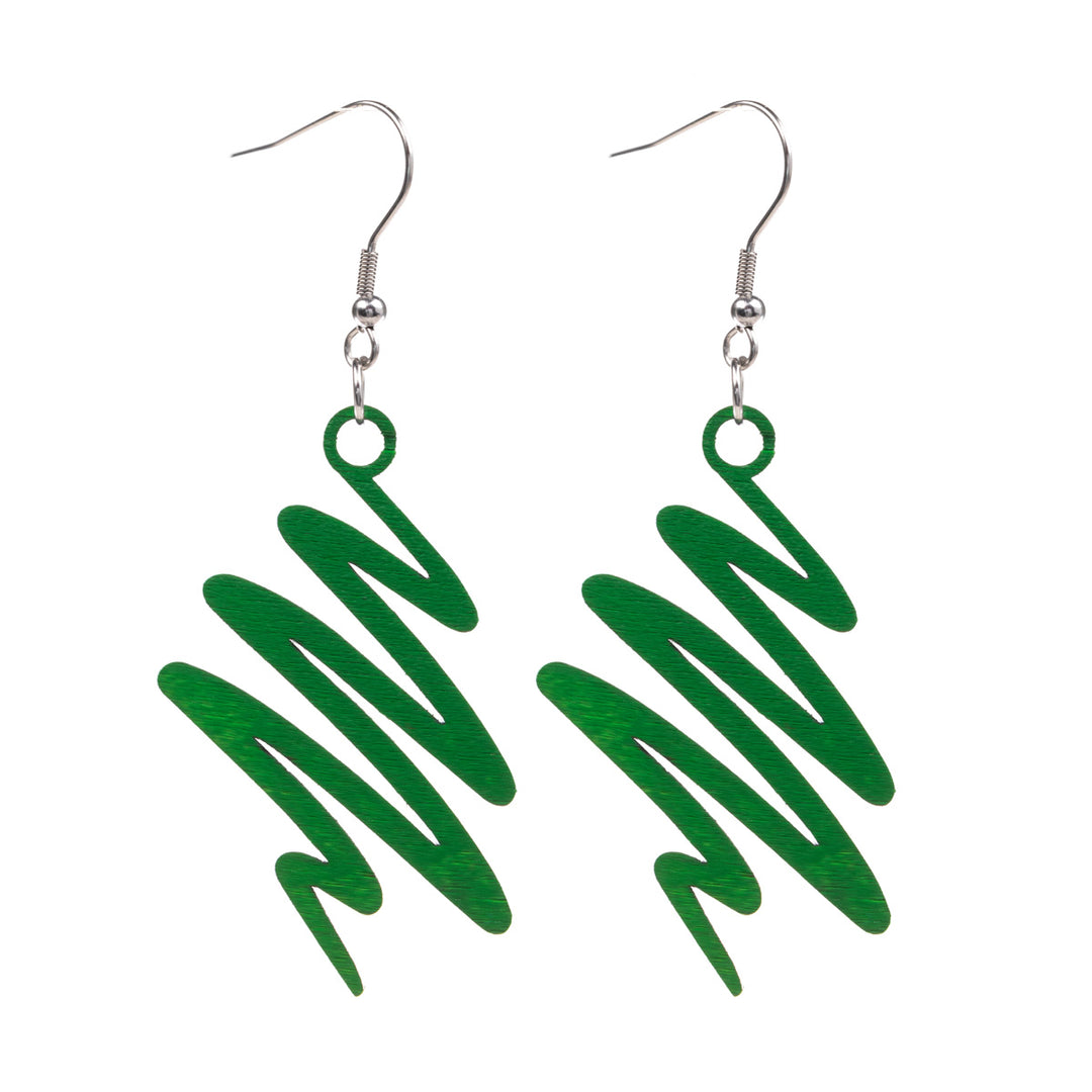 Wooden Christmas tree earrings - Made in Finland (Steel 316L)