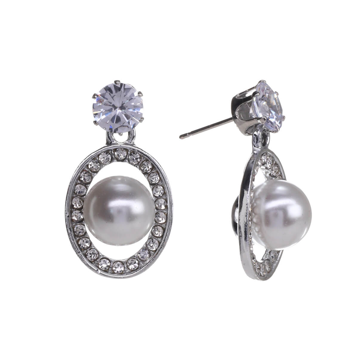 Oval pearl earrings