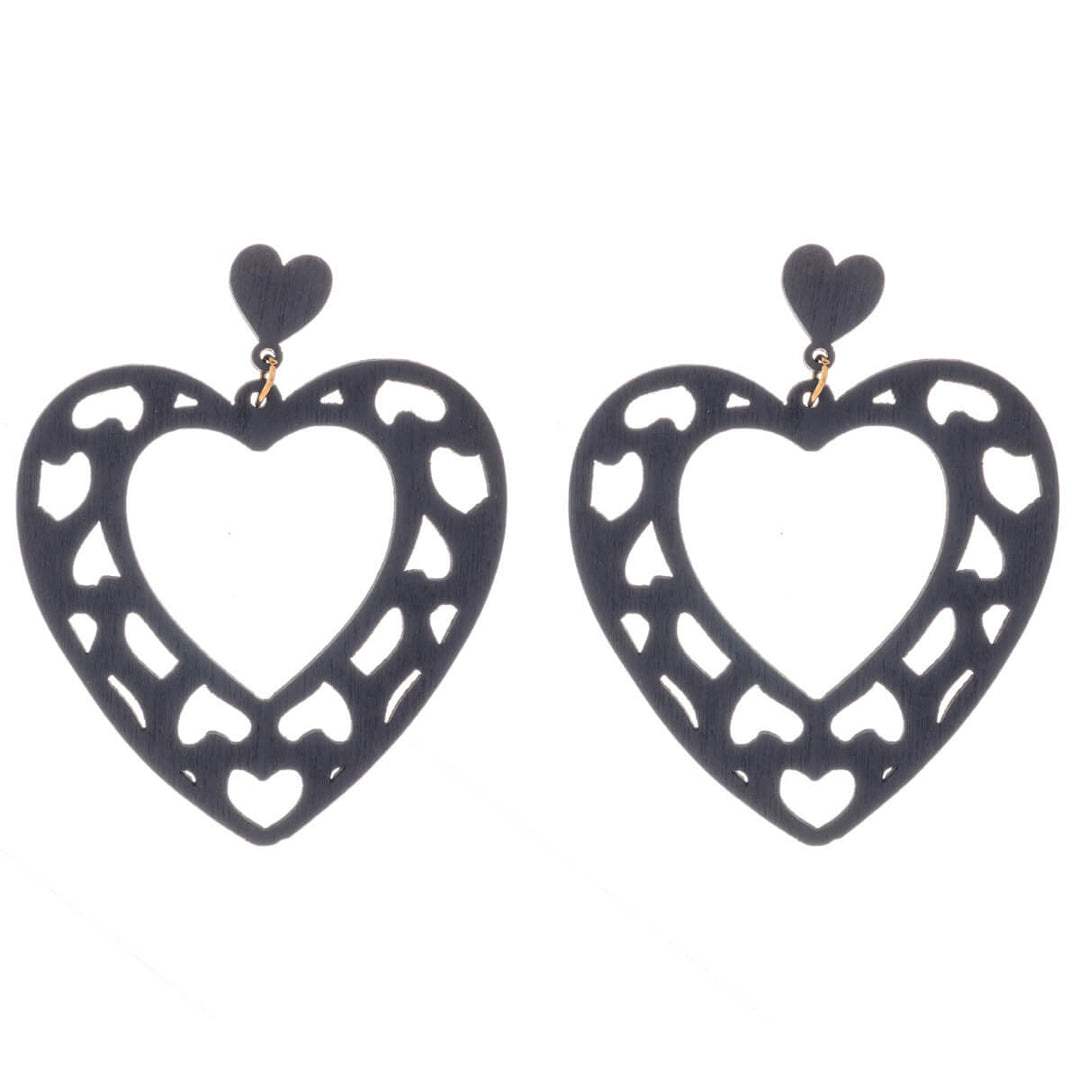 Big wooden heart earrings