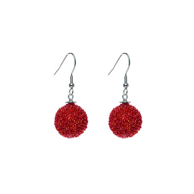 Christmas ball earrings with bead ø 1,7cm (steel 316L)