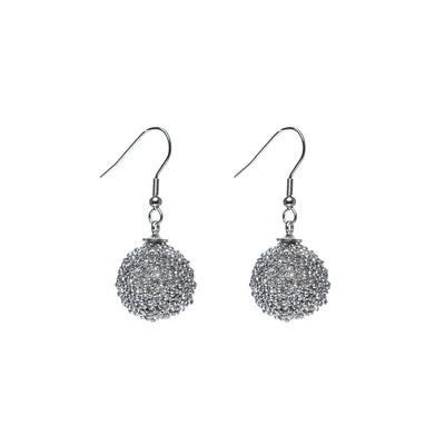 Christmas ball earrings with bead ø 1,7cm (steel 316L)