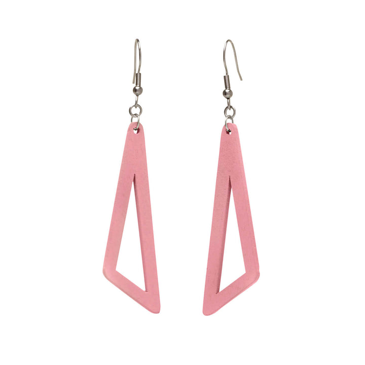 Wooden triangle earrings (Steel 316L)