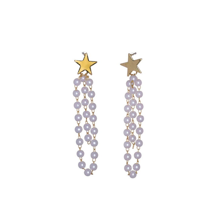 Hanging pearl earrings star