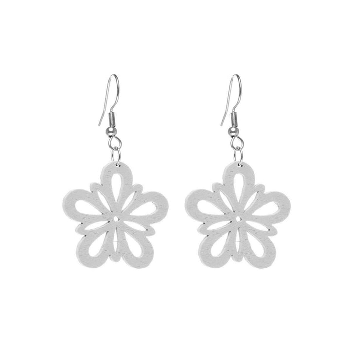 Wooden flower earrings - Made in Finland (Steel 316L)