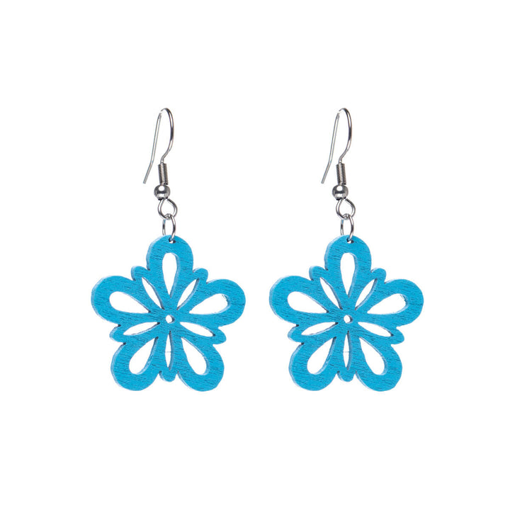 Wooden flower earrings - Made in Finland (Steel 316L)