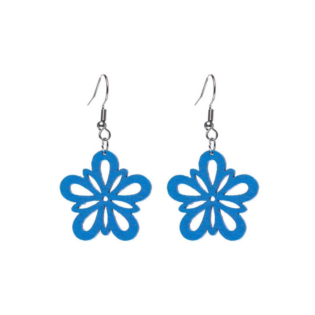 Wooden flower earrings - Made in Finland (Steel 316L)