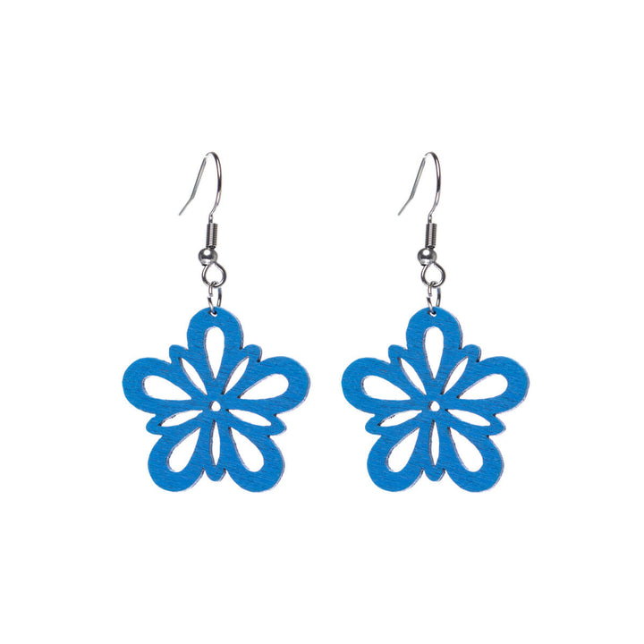 Wooden flower earrings - Made in Finland (Steel 316L)