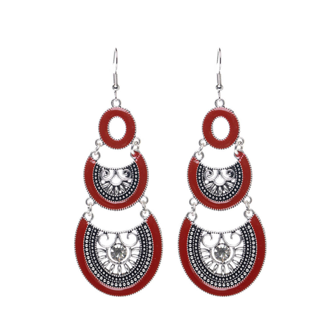 Long hanging three-piece earrings