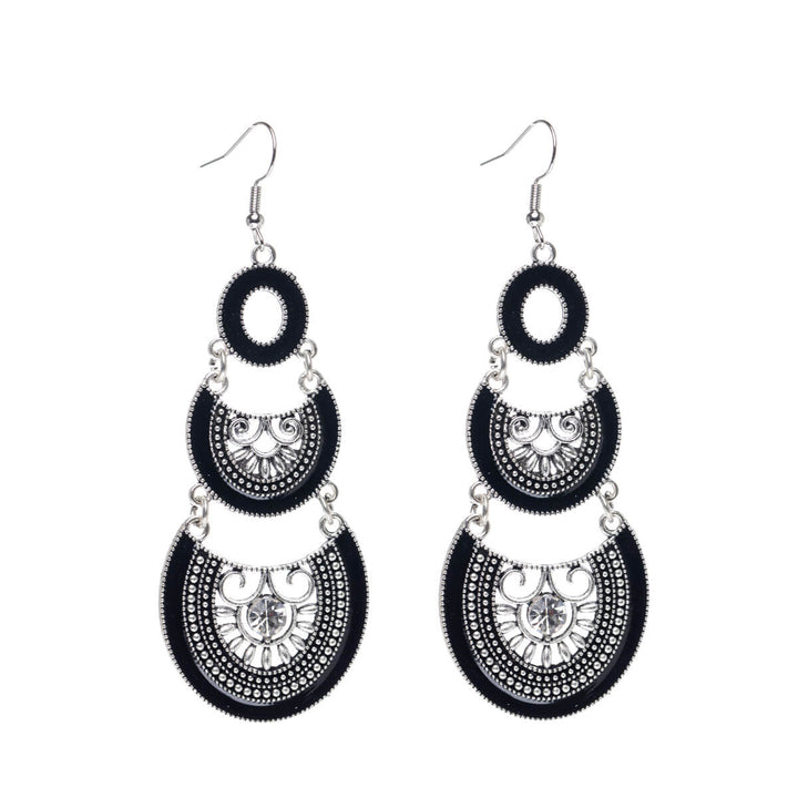 Long hanging three-piece earrings