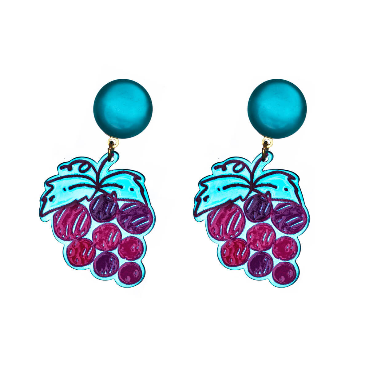 Plastic grape earrings