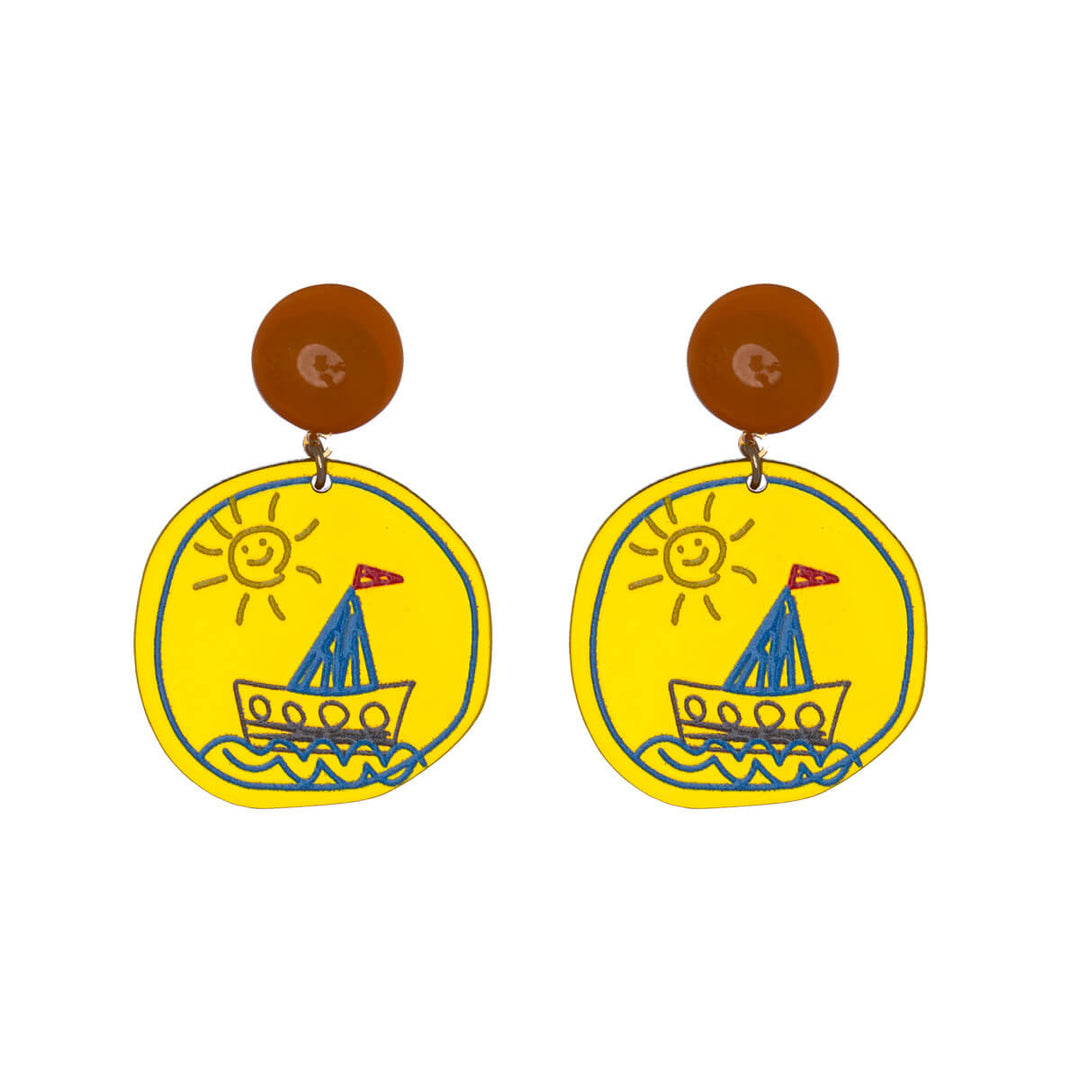 Plastic summer boating earrings