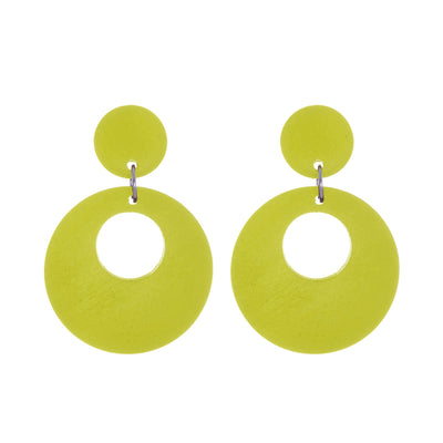Round wooden earrings - Made in Finland (Steel 316L)