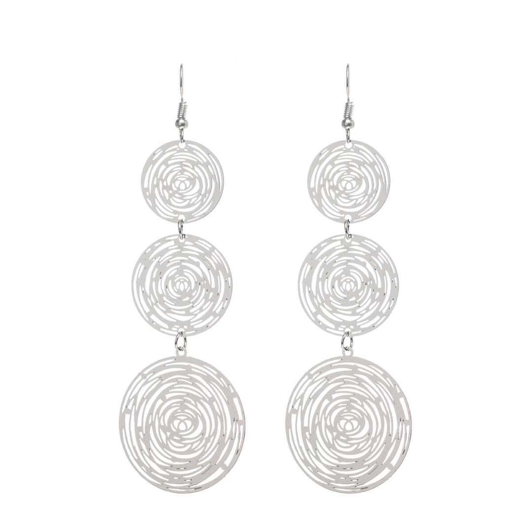 Texturerade hängande örhängen med tre ringar