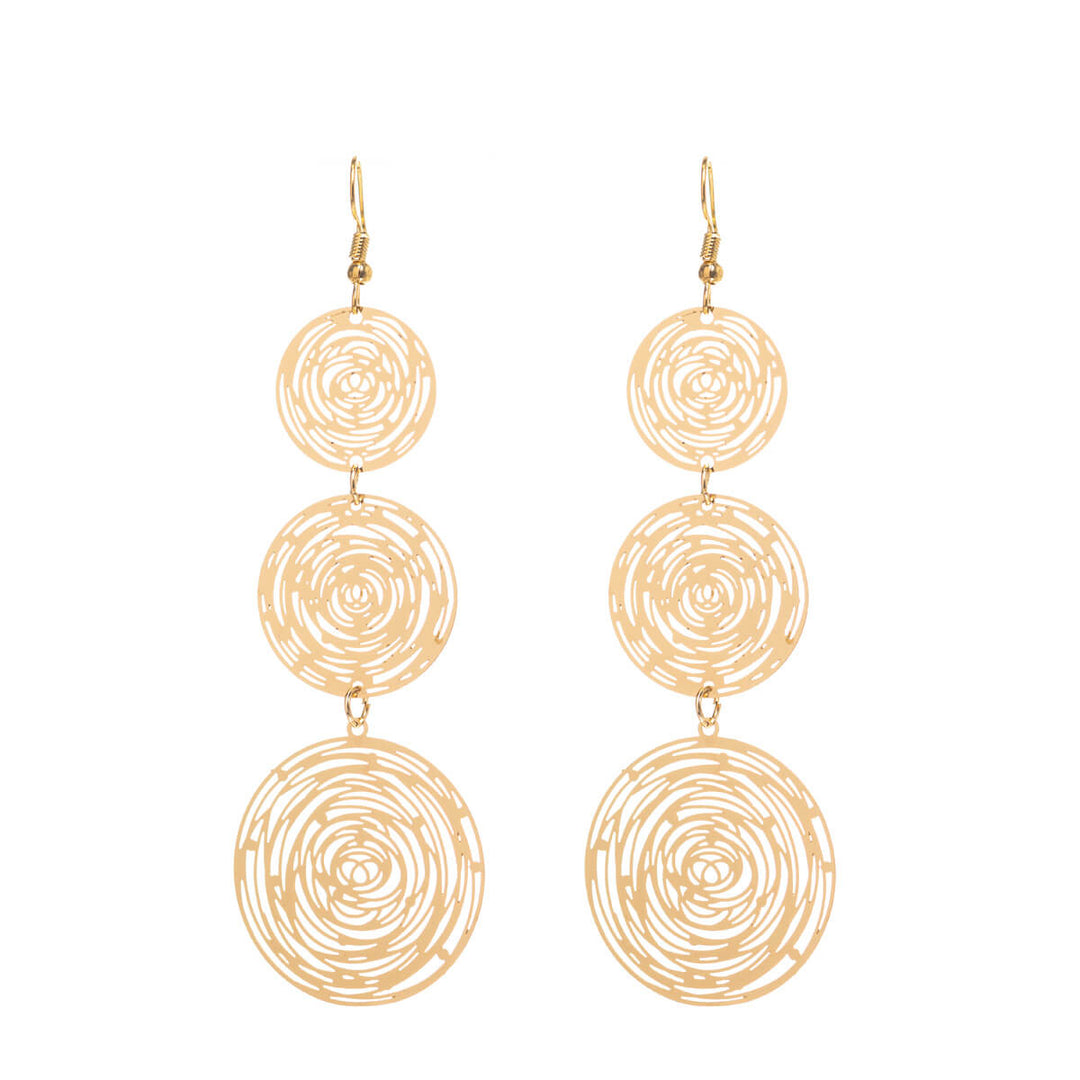 Texturerade hängande örhängen med tre ringar