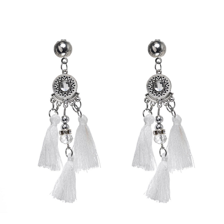 Sparkling fringe earrings with three fringes