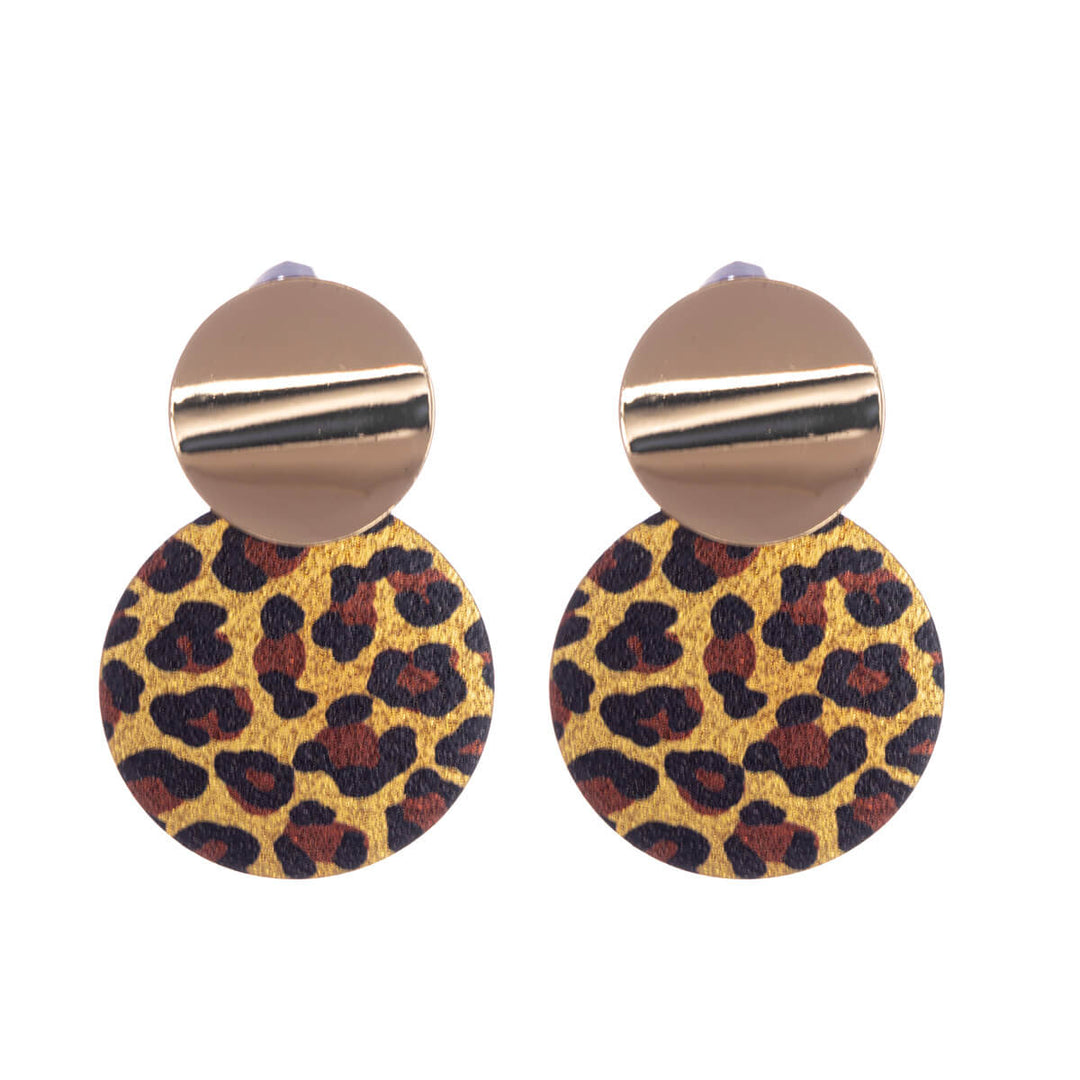 Hängande runda leopardörhängen