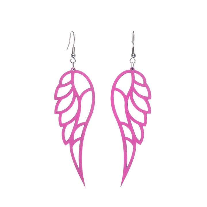 Angel wings wood earrings (Steel 316L)