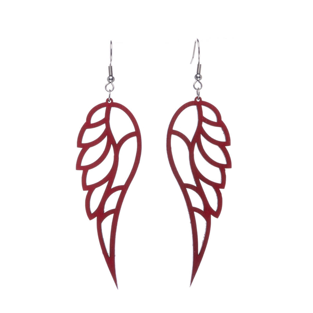 Angel wings wood earrings (Steel 316L)