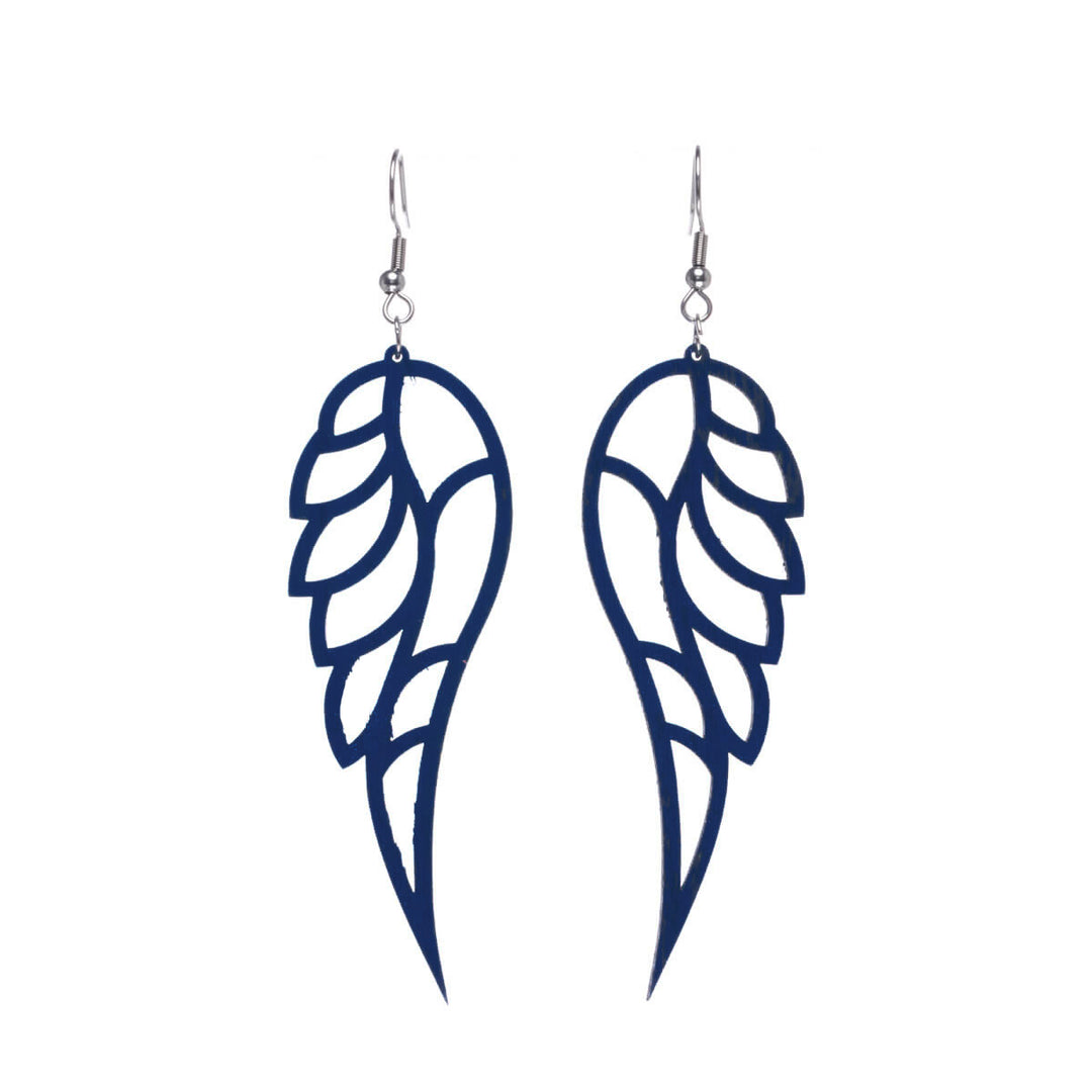 Angel wings wood earrings (Steel 316L)