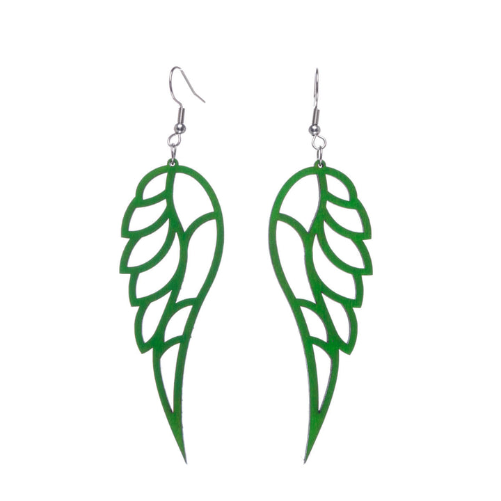 Angel wings wood earrings (Steel 316L)