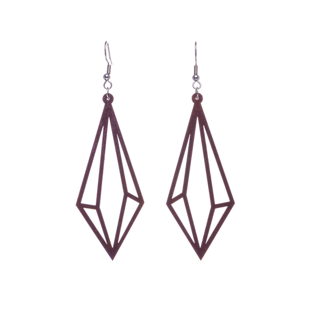 Gemstone wood earrings (Steel 316L)