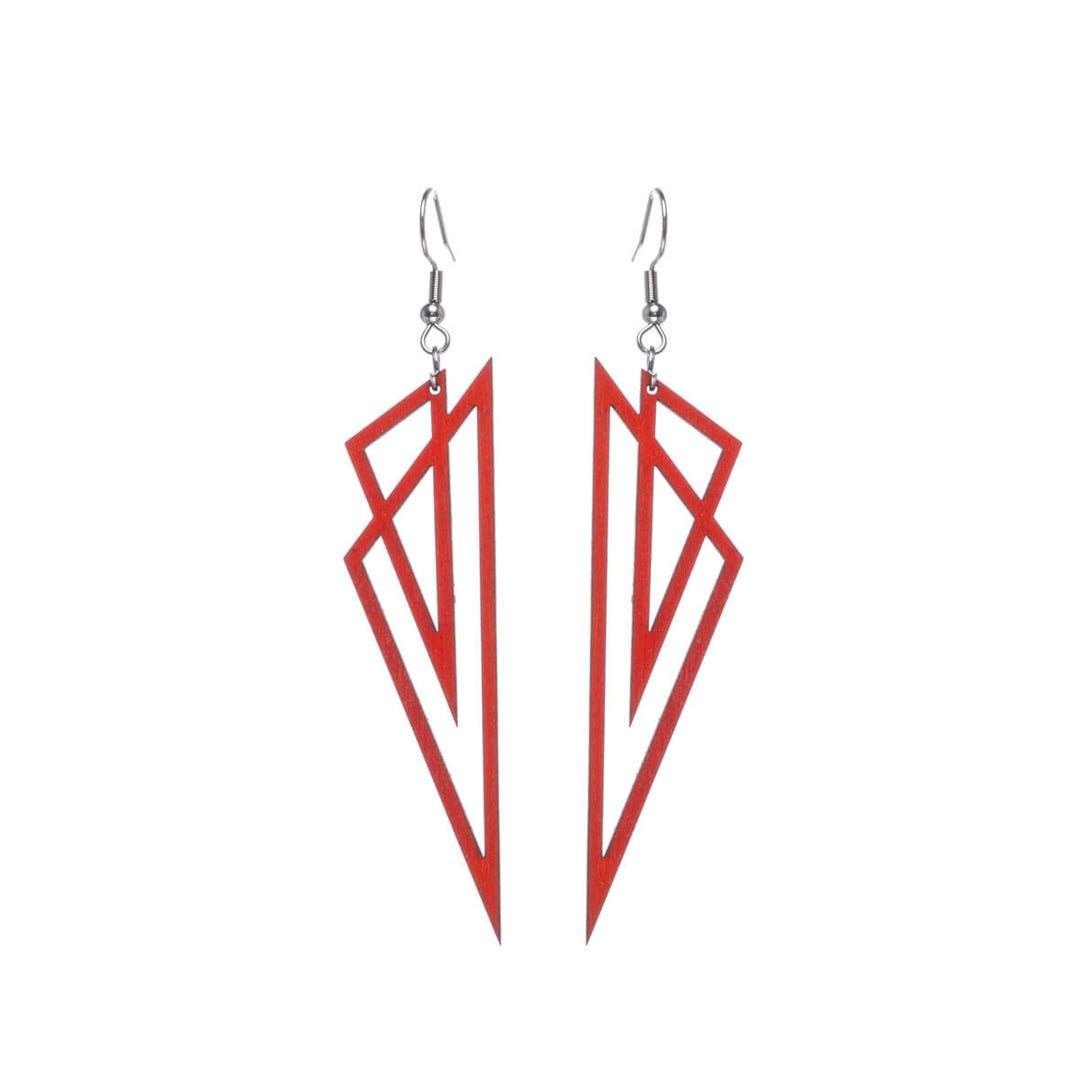 Triangles wood earrings (Steel 316L)