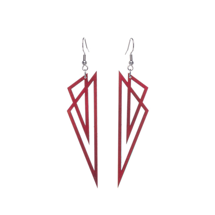 Triangles wood earrings (Steel 316L)