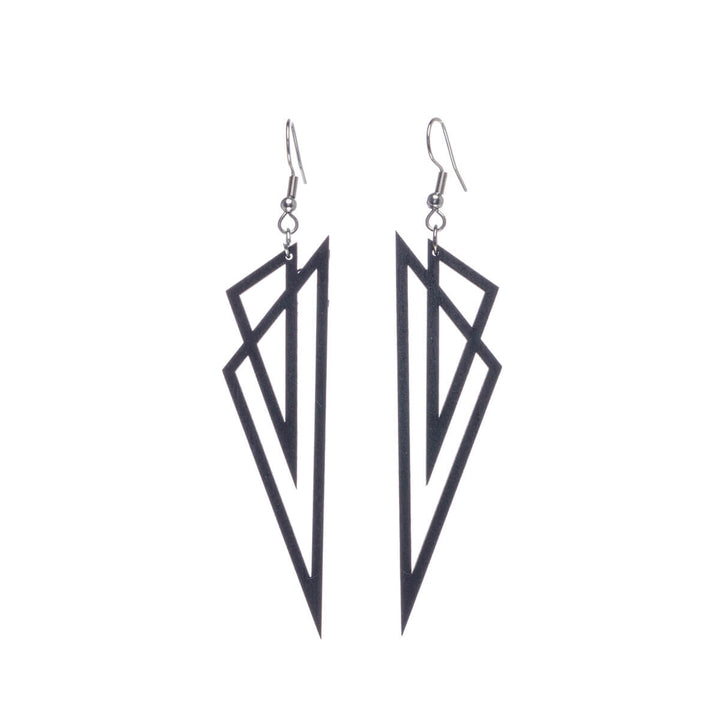 Triangles wood earrings (Steel 316L)