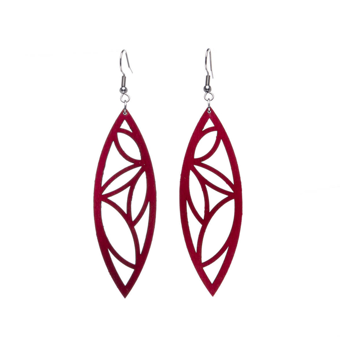 Palm leaf wood earrings (Steel 316L)